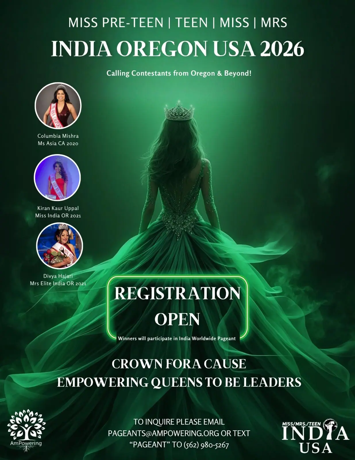 India Oregon USA 2026 registration flyer