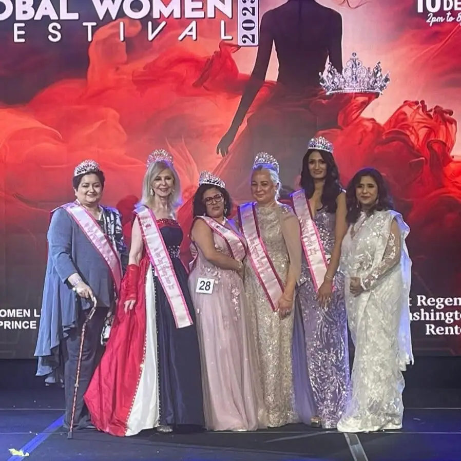 The 2023 Ms. Empowering Universe honorees in their crowns and sashes at the Global Women Festival