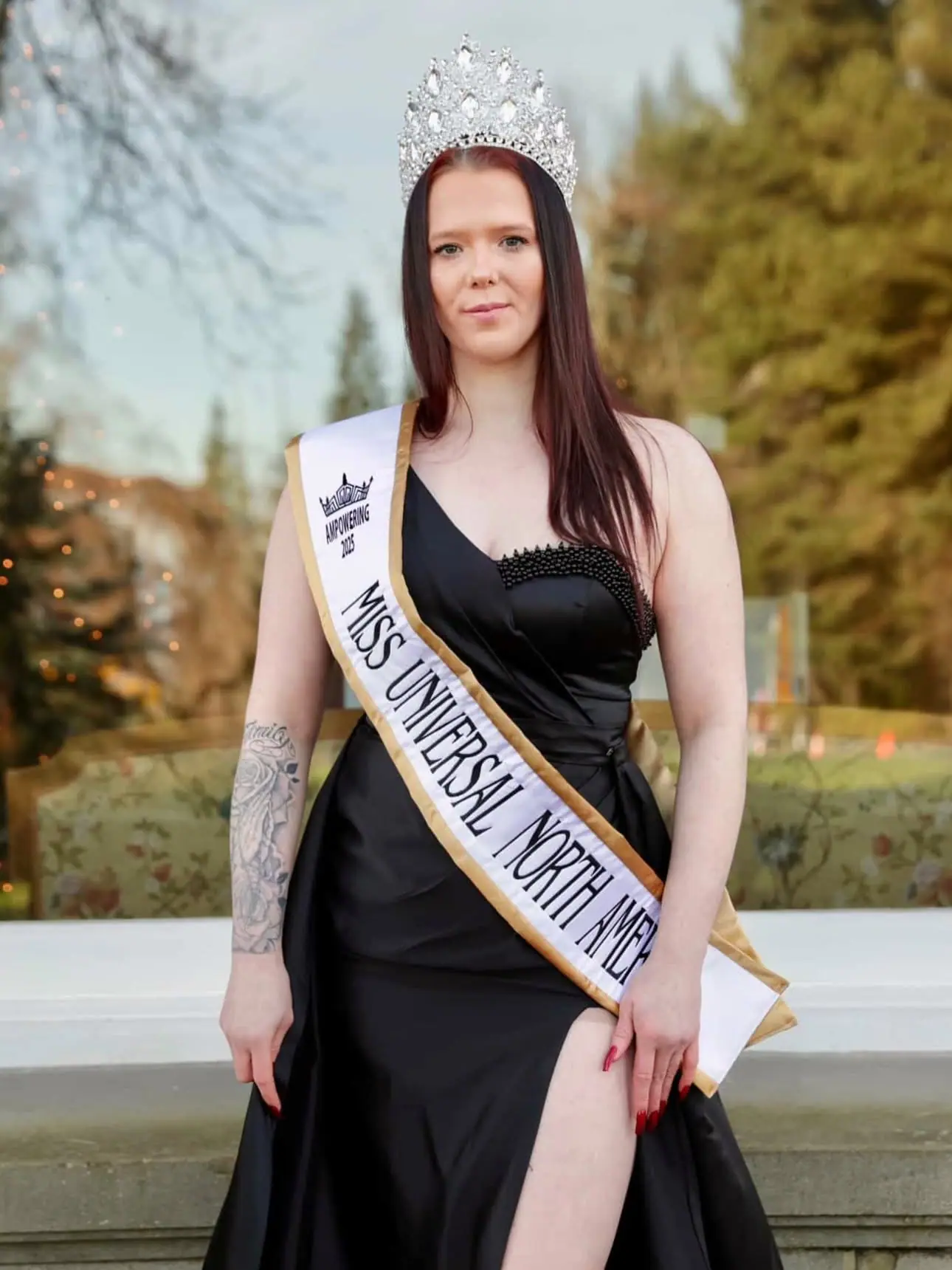 Miss Universal North America in her crown and sash